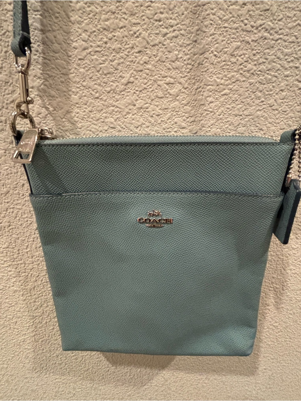 COACH Pebble Leather Crossbody in Sea Glass